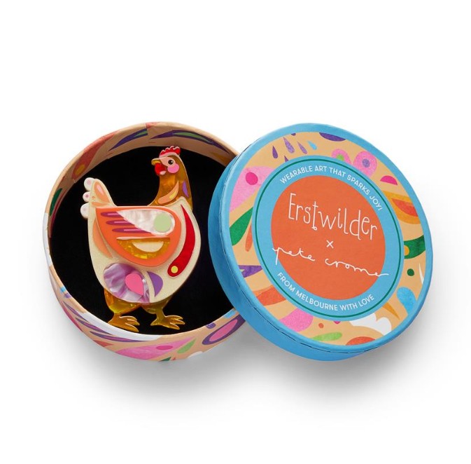 Erstwilder Pete Cromer Easter Bessie the Chicken Brooch