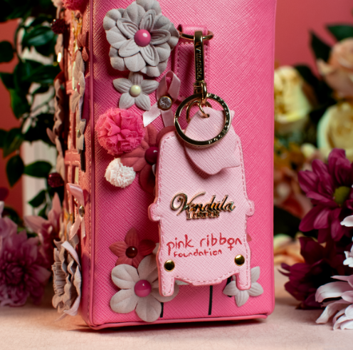 Vendula Pink Ribbon Foundation London Cats and Corgis Floral Pink Bus Key Charm