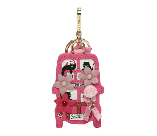 Vendula Pink Ribbon Foundation London Cats and Corgis Floral Pink Bus Key Charm