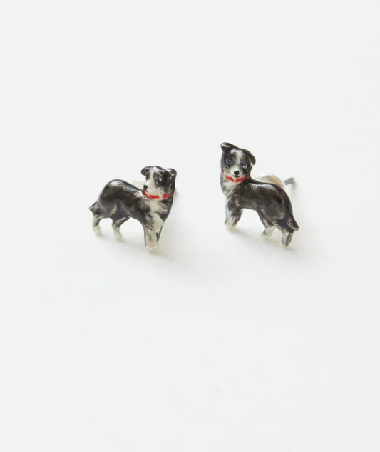 Fable England Collie Dog Stud Earrings