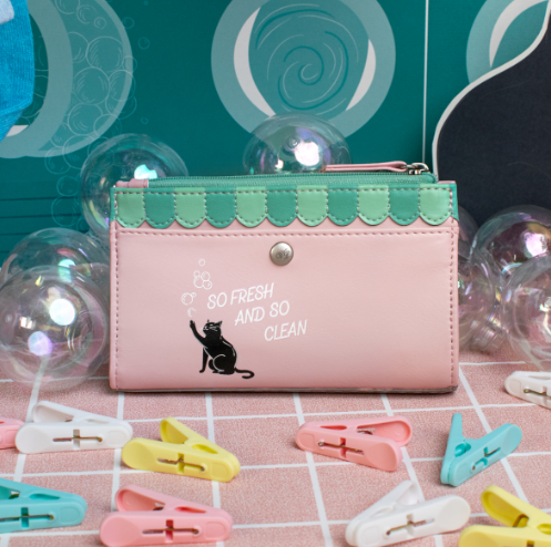 Vendula Bubble Cats Laundromat Compact Folding Wallet