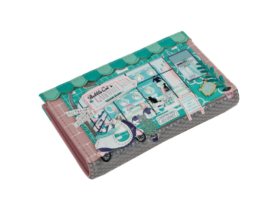Vendula Bubble Cats Laundromat Compact Folding Wallet