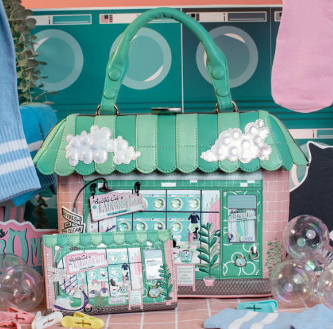 Vendula Bubble Cats Laundromat Compact Folding Wallet