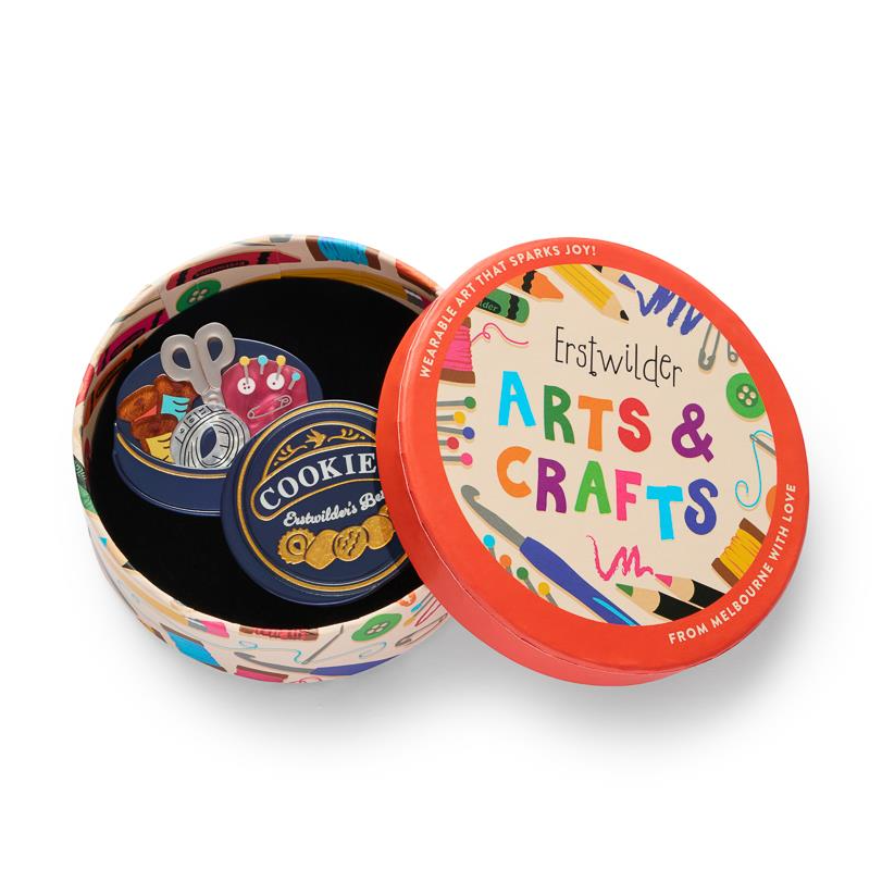 Erstwilder Arts and Crafts Cookie Tin Secrets Brooch