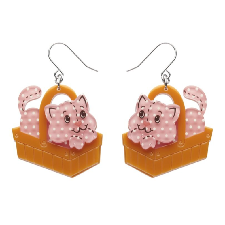 Erstwilder Strawberry Shortcake Cozy Custard Cat Drop Earrings