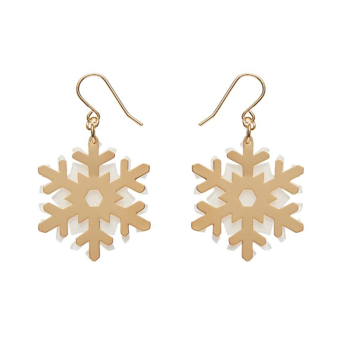 Erstwilder Merry Kitschmas White Gold Snowflake Drop Earrings