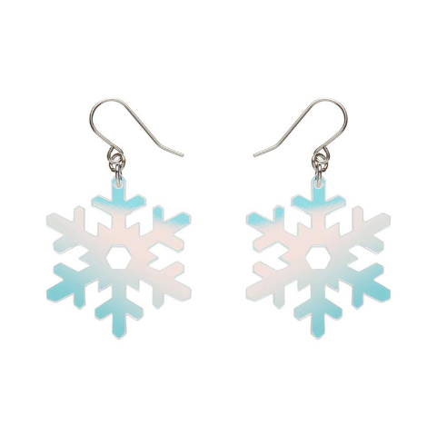 Erstwilder Merry Kitschmas Iridescent Snowflake Drop Earrings