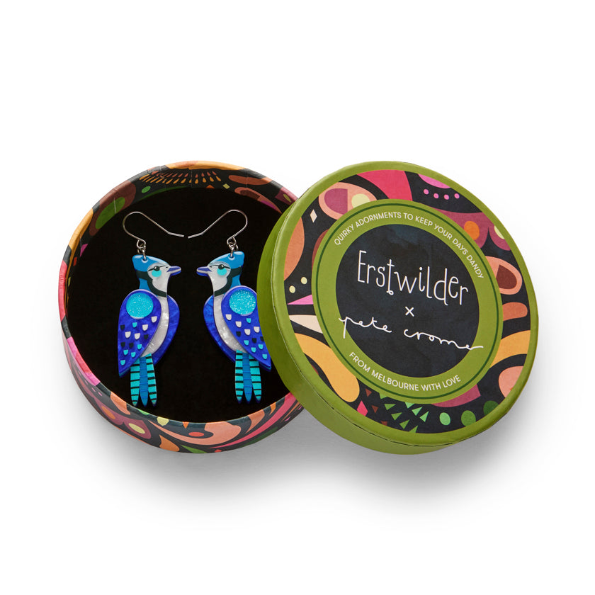 Erstwilder Pete Cromer North America The Boisterous Blue Jay Drop Earrings