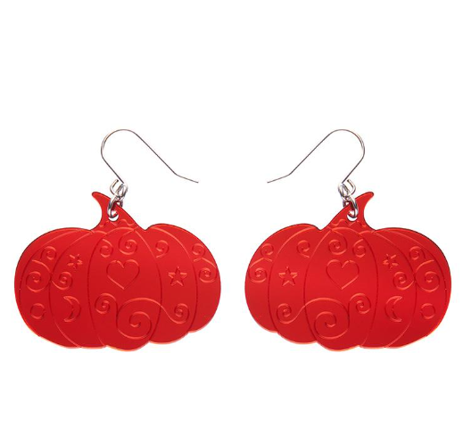 Erstwilder Spellbound Red Pumpkin Magic Mirror Drop Earrings