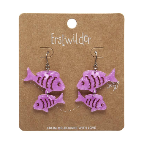 Erstwilder Great Barrier Reef Fish Friends Drop Earrings Pink