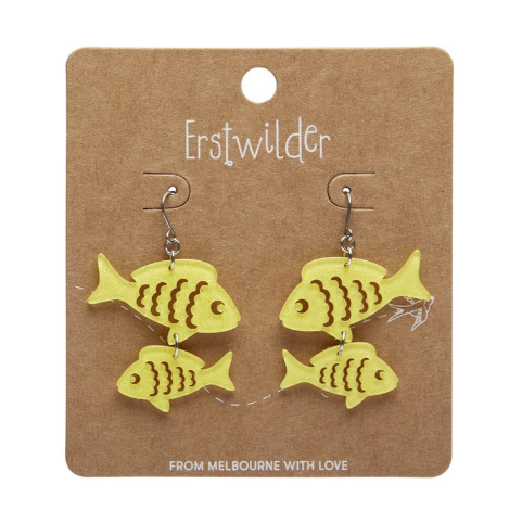 Erstwilder Great Barrier Reef Fish Friends Drop Earrings Yellow