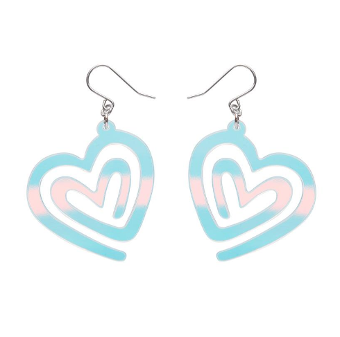 Erstwilder Valentine Heart Maze Ripple Drop Earrings Iridescent