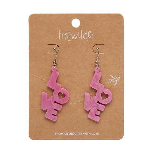 Erstwilder Valentine Love Ripple Drop Earrings Pink