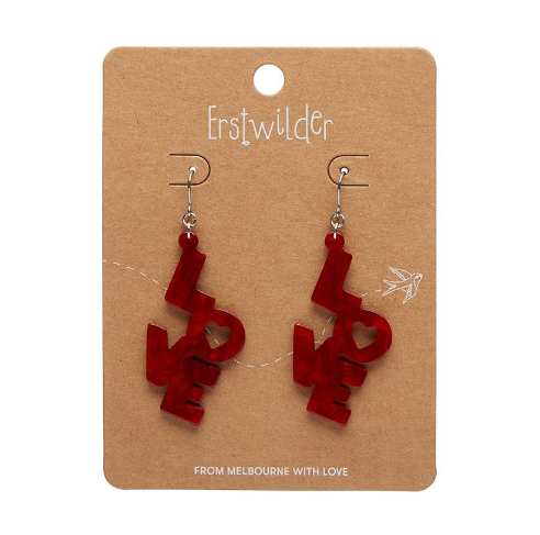 Erstwilder Valentine Love Ripple Drop Earrings Red
