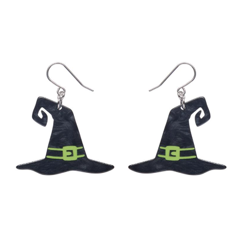 Erstwilder Megan Roy Haunted at Heart Witches Hat Drop Earrings Black