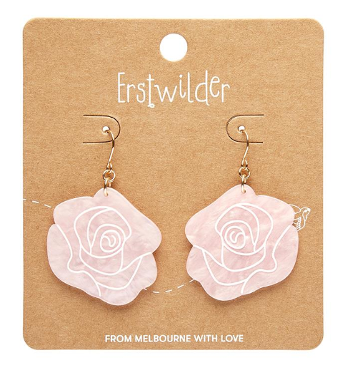 Erstwilder Pete Cromer Fairy Tales Eternal Rose Drop Earrings Light Pink