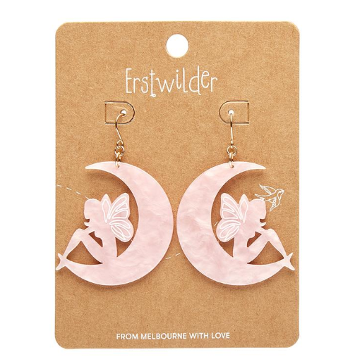 Erstwilder Pete Cromer Fairy Tales Fairy Moon Drop Earrings Pink