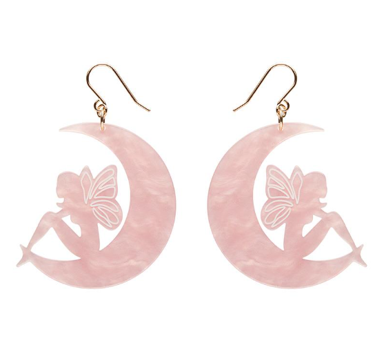 Erstwilder Pete Cromer Fairy Tales Fairy Moon Drop Earrings Pink