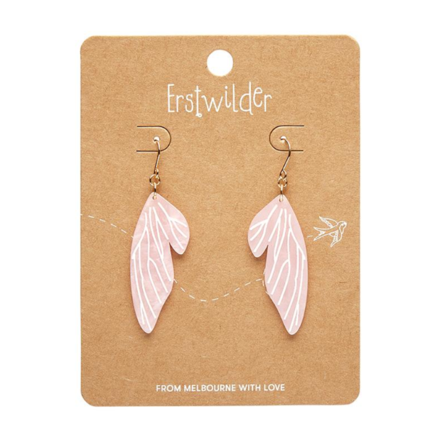 Erstwilder Pete Cromer Fairy Tales Fairy Wings Drop Earrings Pink
