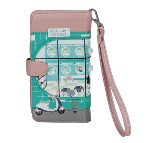 Vendula Bubble Cats Laundromat Universal Flip Phone Wallet