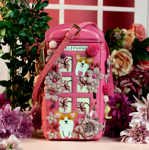 Vendula Pink Ribbon Foundation London Cats and Corgis Floral Pink Telephone Box