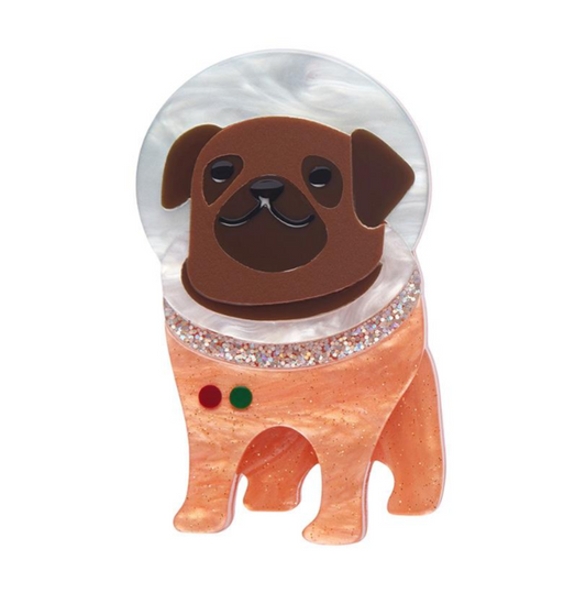 Erstwilder Mission to the Moon Interplanetary Pug Brooch