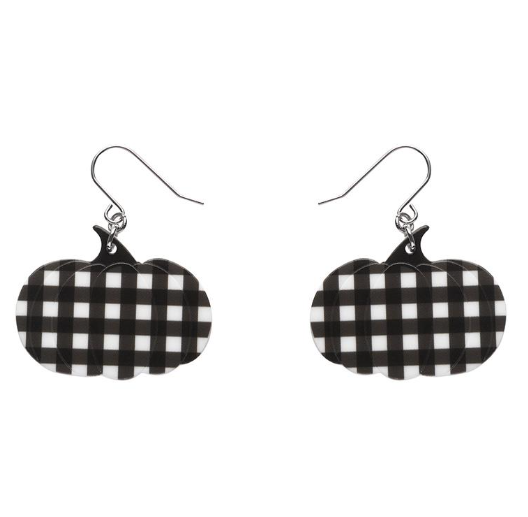 Erstwilder Pumpkin Gingham Drop Earrings Black