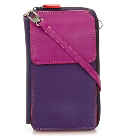 Mywalit Zip Round Multi Purse with Shoulder Strap Sangria
