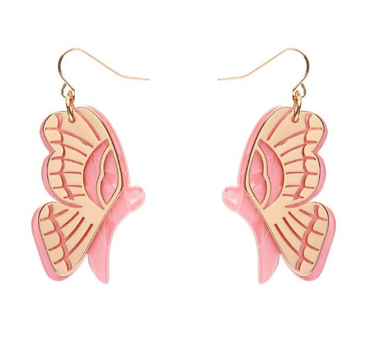 Erstwilder La Belle Epoque Butterfly Drop Earrings Pink