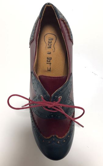 Rock n Dot Esme Burgandy with Blue Trim