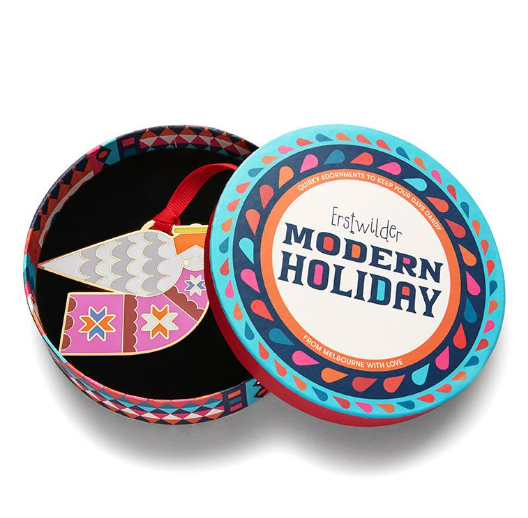 Erstwilder Modern Holiday Holy Herald Enamel Tree Ornament