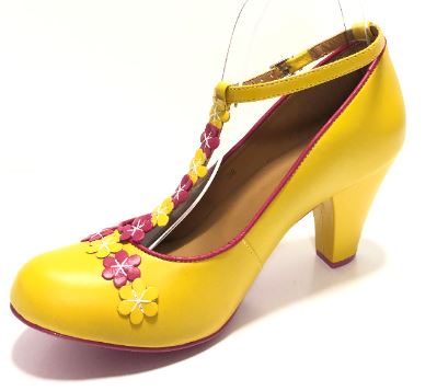 Cristofoli Lucille Mustard Yellow with Hot Pink Flowers