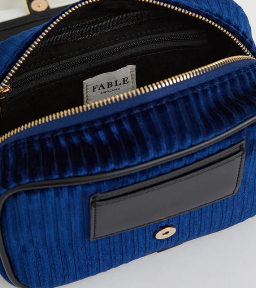 Fable England Vivianne Velvet Camera Bag Sapphire Blue