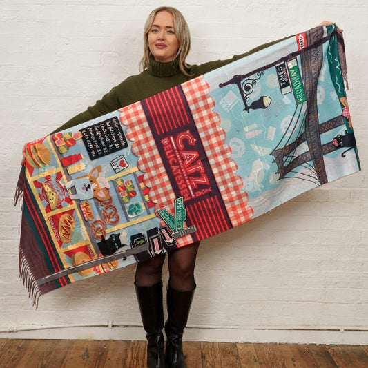 Vendula New York Cats and Corgis Rectangular Scarf