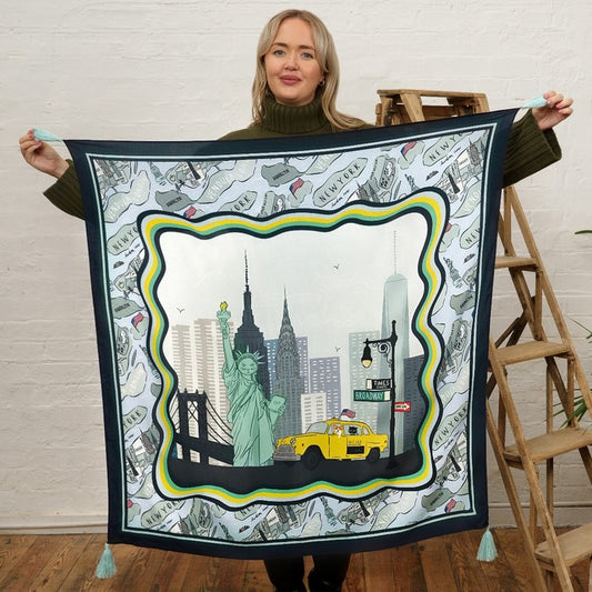 Vendula New York Cats and Corgis Large Square Scarf