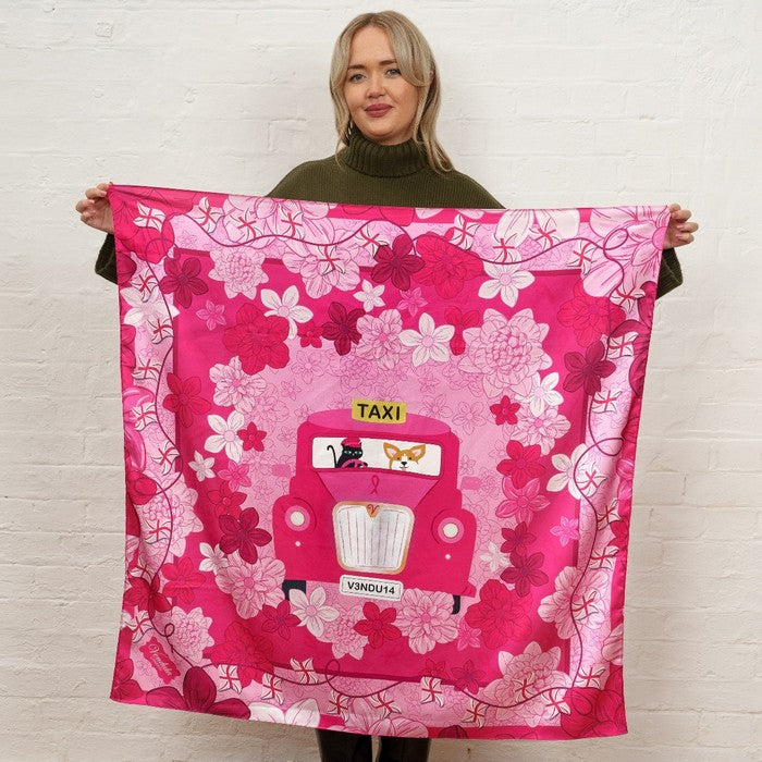 Vendula Pink Ribbon Large Satin Square Scarf