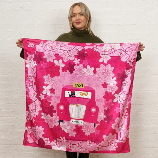 Vendula Pink Ribbon Large Satin Square Scarf