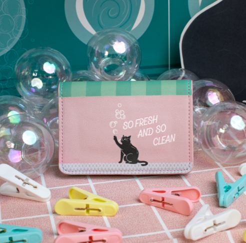 Vendula Bubble Cats Laundromat Accordian Card Wallet