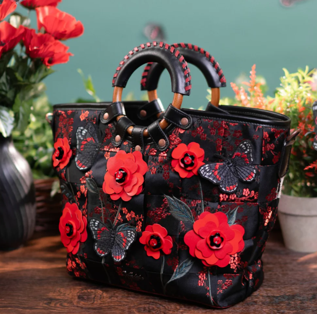 PREORDER Vendula Butterfly Garden Woven Large Ari Bag