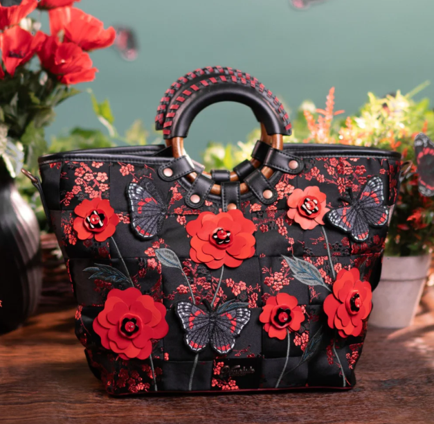 PREORDER Vendula Butterfly Garden Woven Large Ari Bag
