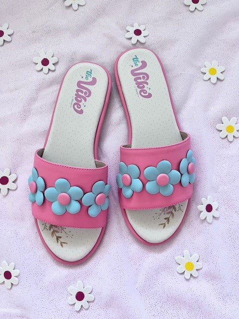 The Vibe is Flower Power In Pink with Summer Blue Flowers