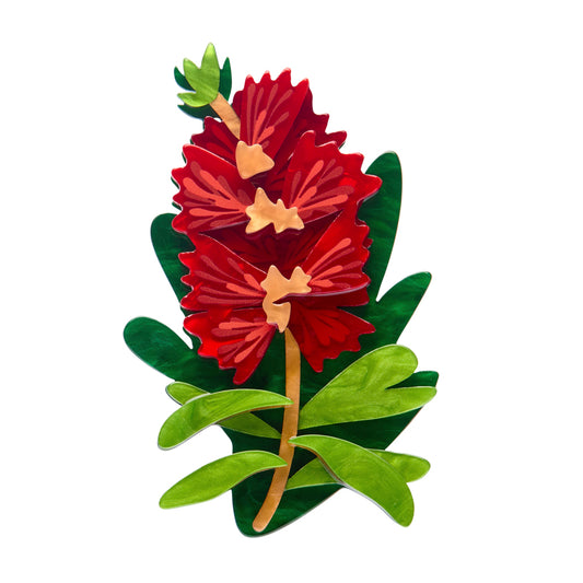 Erstwilder Australiana Crimson Bottlebursh Brooch