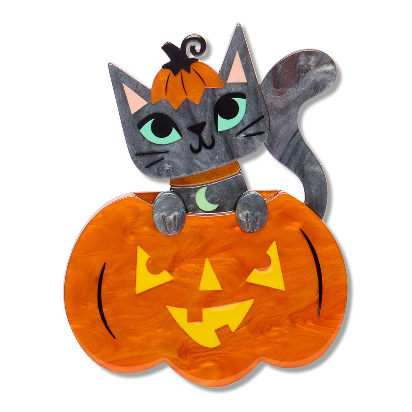 Erstwilder Midnight Mischief Cat O Lantern Brooch