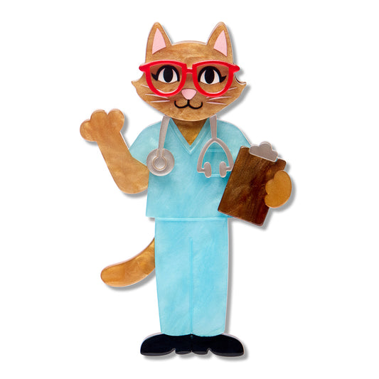 Erstwilder Wild at Work Whiskers M.D. Brooch