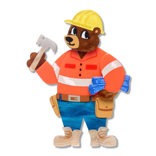 Erstwilder Wild at Work Foreman Grizzly Brooch