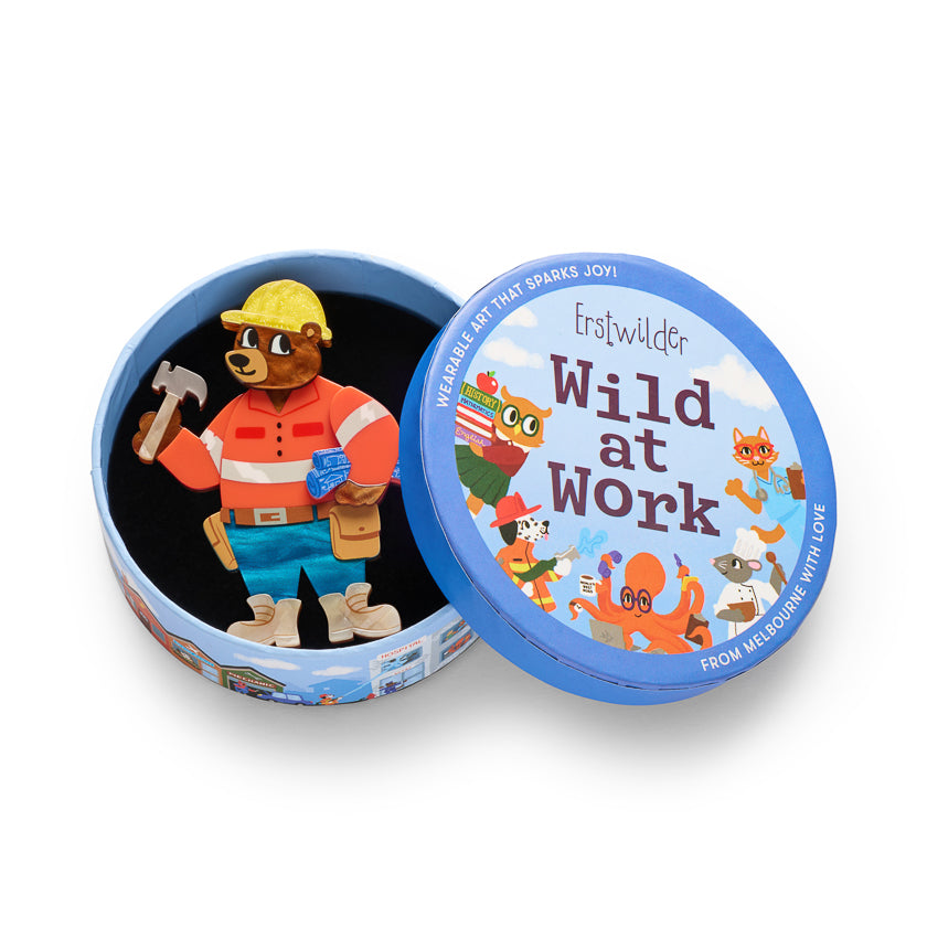 Erstwilder Wild at Work Foreman Grizzly Brooch
