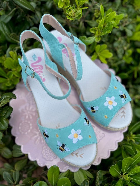 The Vibe is Busy Bees in Aqua Suede