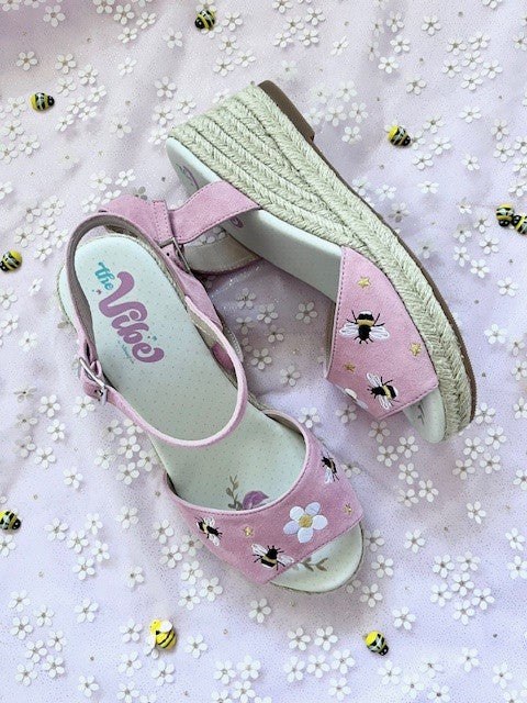 The Vibe is Busy Bees in Soft Pink Suede