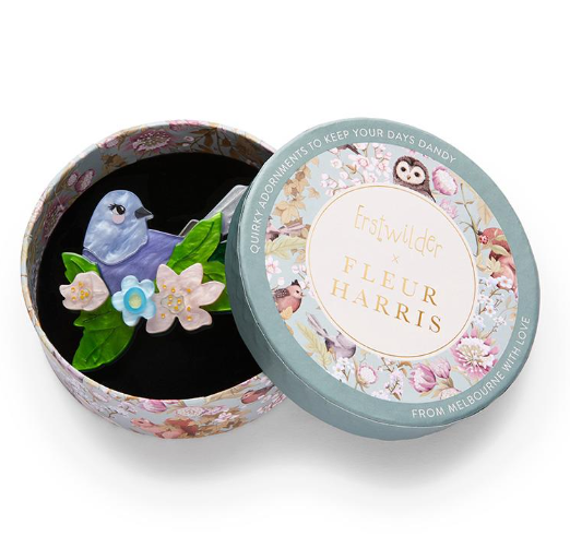 Erstwilder Fleur Harris Gentle Bluebird Brooch