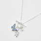 Fable England Silver Butterfly Blue Necklace